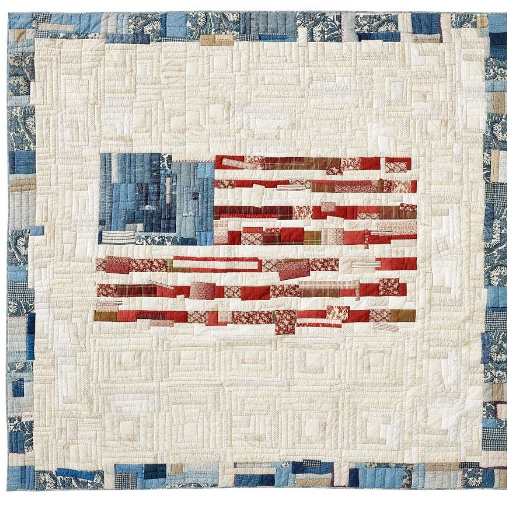POTTERY BARN FLAG COTTON QUILT + SHAMS KING NWT - Picture 3 of 13
